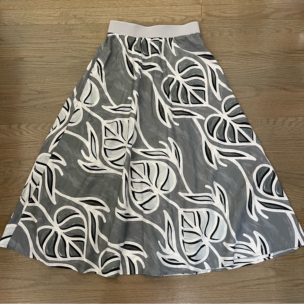 Italian Made She's So Women's Floral Cotton Gray Maxi Skirt